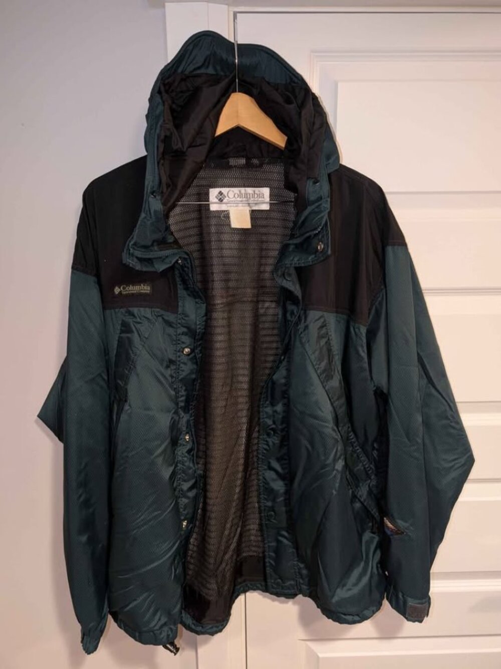 Vintage Columbia Green Black Windbreaker jacket XXL
